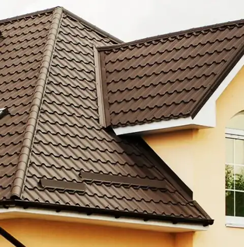 Metal tile roof, close detail
