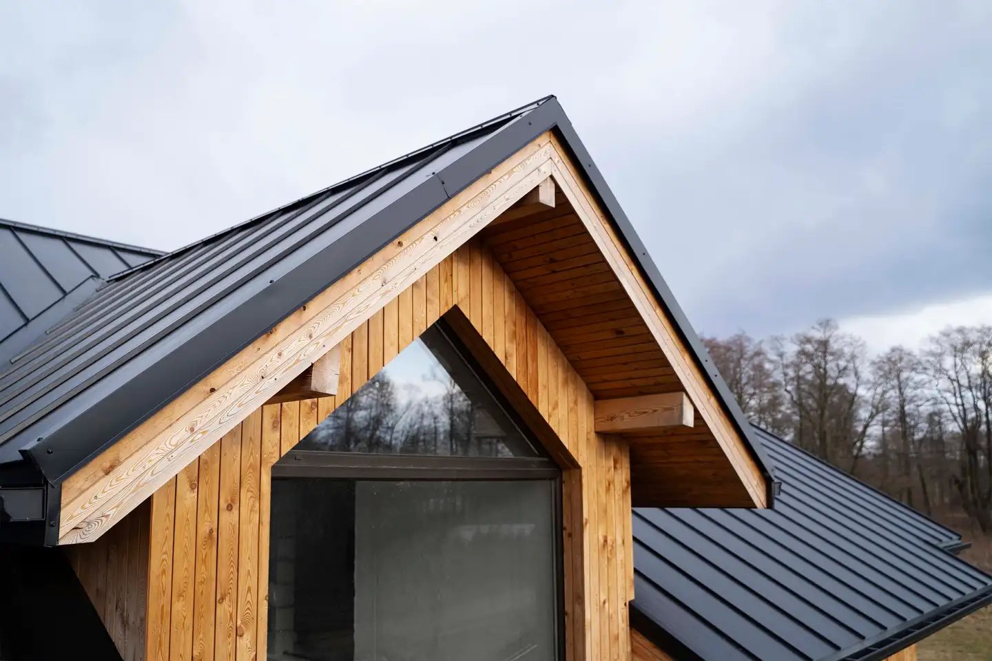 A completed standing-seam metal roof by King Metal Roofing